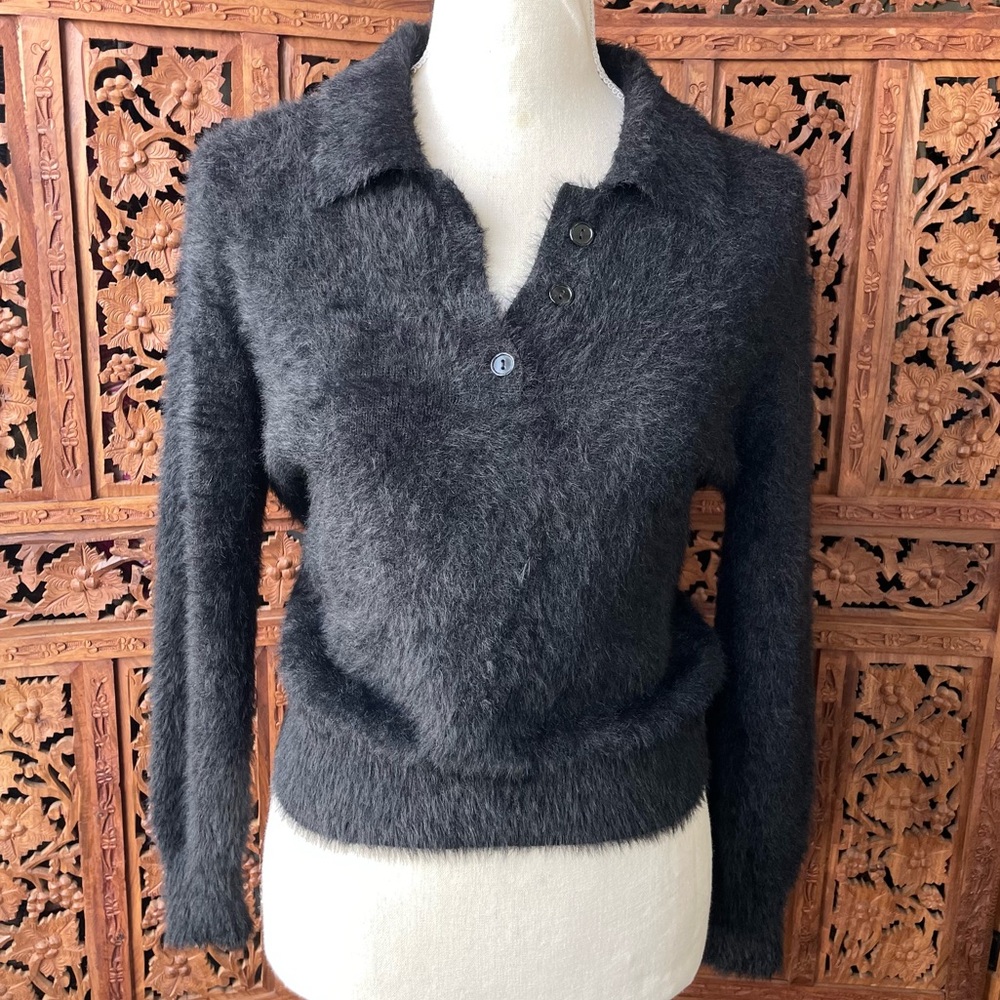 Zara Black Fuzzy Knit Sweater